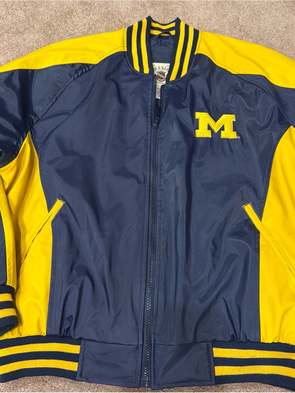 Michigan wolverines faux leather Steve and Barry’s lined jacket men’s medium Vtg